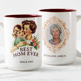 Vintage Mutter und Tochter Beste Mama je Foto Zweifarbige Tasse