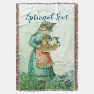Vintage-Mutterkatze mit Kätzchen Decke