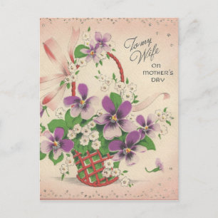 Vintage Muttertag für Ehefrau Postkarte