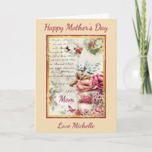 Vintage Muttertags-Collage Karte