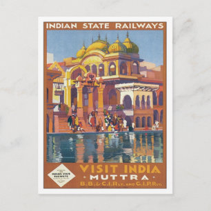 Vintage Muttra Mathura Indien Postkarte