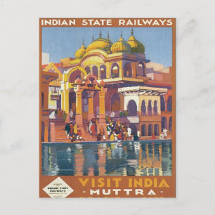 Vintage Muttra Mathura Indien Postkarte