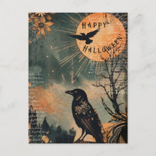 Vintage Mystic Raven Moon Happy Carte Postale Hall