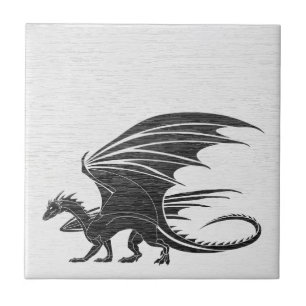 Vintage-mythische-Drachen-Keramikfliese Fliese