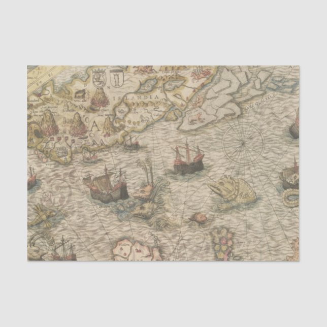 Vintage Mythische Karte Seidenpapier (Vorderseite)