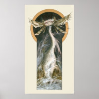 Vintage Mythologie, ein geflügelter Drache im Ozea