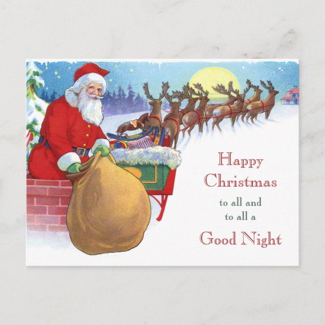 Vintage Nacht vor Weihnachten Postkarte (Vorderseite)