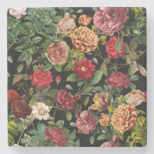 Vintage nächtliche Blumenmuster Steinuntersetzer