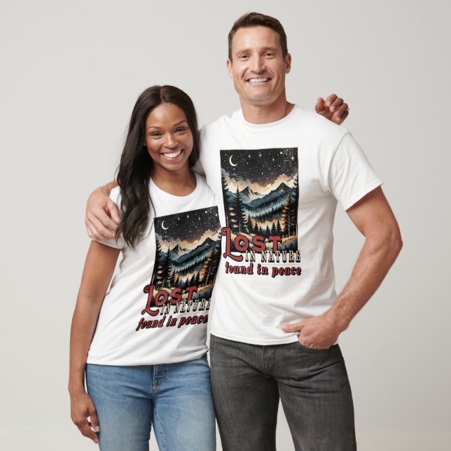 Vintage Nachtwaldgebirge Außenferien T-Shirt (Unisex)