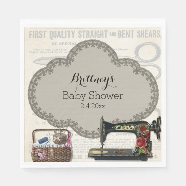 Vintage NähBaby-Dusche Serviette (Vorderseite)