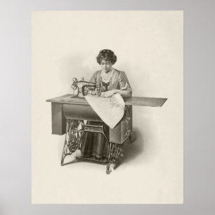 Vintage Näherin Damen-Nähmaschine Poster