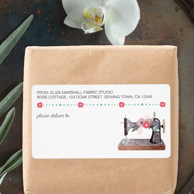 Vintage Nähmaschine Boho Floral Shipping (Sewing business shipping labels)