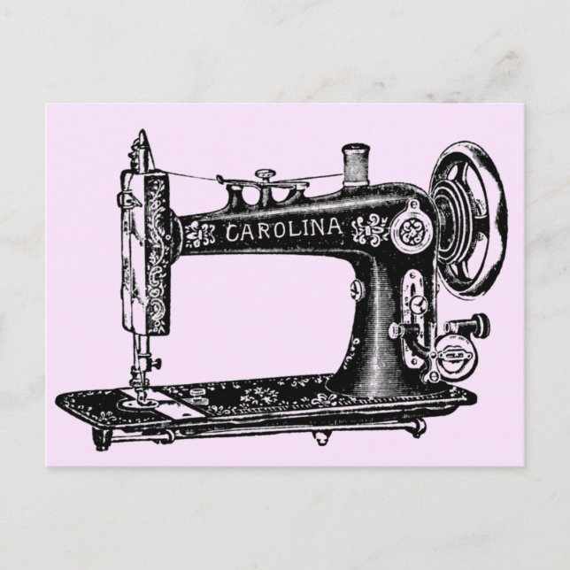 Vintage Nähmaschine Carolina in Rosa Postkarte (Vorderseite)