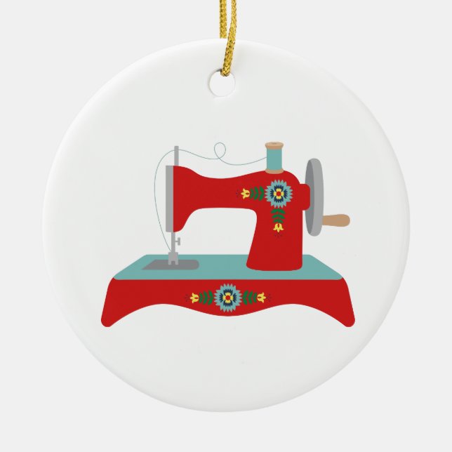 Vintage Nähmaschine Keramik Ornament (Vorne)