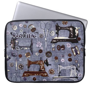 Vintage Nähmaschine-Näherin-Laptop-Hülse Laptopschutzhülle