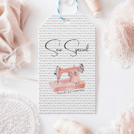 Vintage Nähmaschine Pastell Aufkleber Babydusche Geschenkanhänger