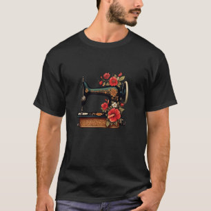 Vintage Nähmaschine Retro Blume T-Shirt