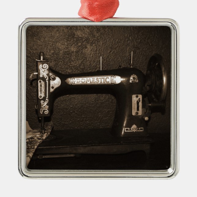 Vintage Nähmaschine Silbernes Ornament (Vorne)