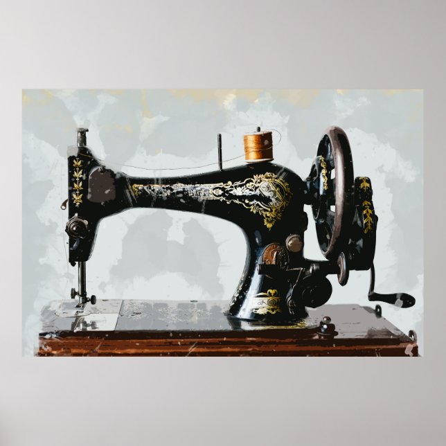 Vintage Nähmaschine wie Oma Poster (Vorne)