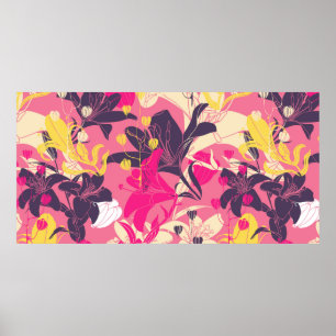 Vintage nahtlose Blumenmuster. Vorhangdesign. M Poster