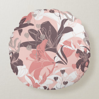 Vintage nahtlose Blumenmuster. Vorhangdesign. M Rundes Kissen