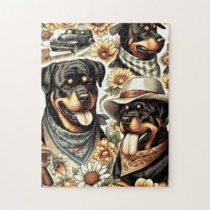 Vintage Nahtlose Rottweiler-Illustration