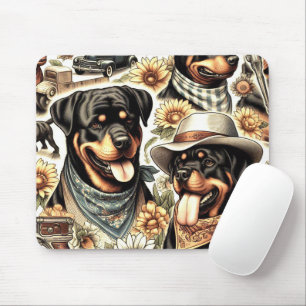 Vintage Nahtlose Rottweiler-Illustration Mousepad