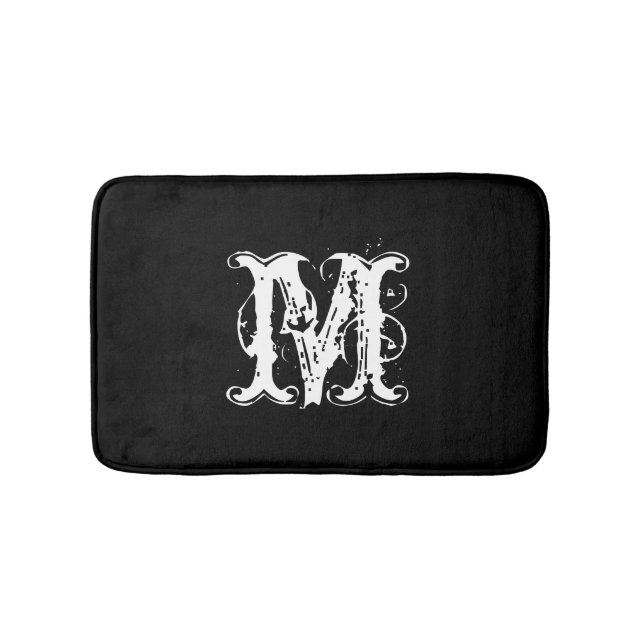 Vintage Namensanfangsbuchstabe-Monogramm-Badmatte Badematte (Vorderseite)