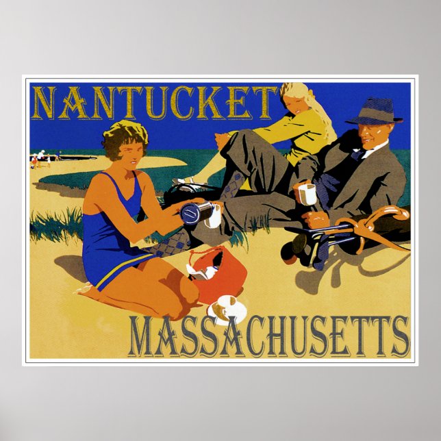 Vintage Nantucket Beach Szene Poster (Vorne)