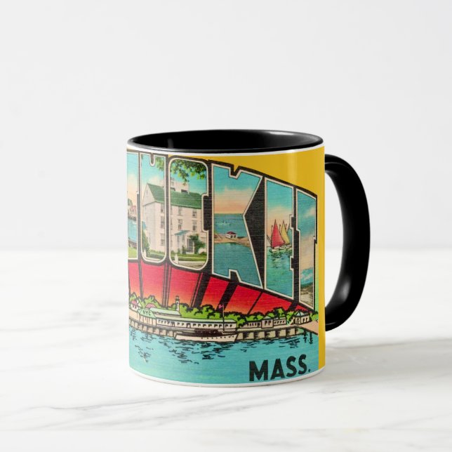Vintage Nantucket MA  Tasse (VorderseiteRechts)