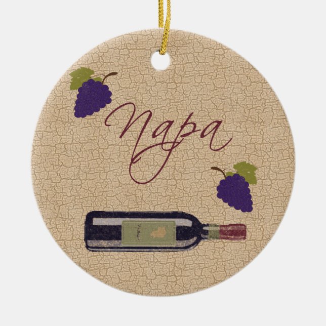 Vintage Napa Wein-Verzierung Keramikornament (Vorne)