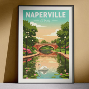 Vintage Naperville Illinois Poster