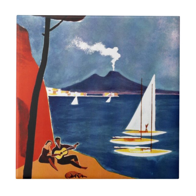 Vintage Napoli Liebe Romantik Fliese (Vorderseite)