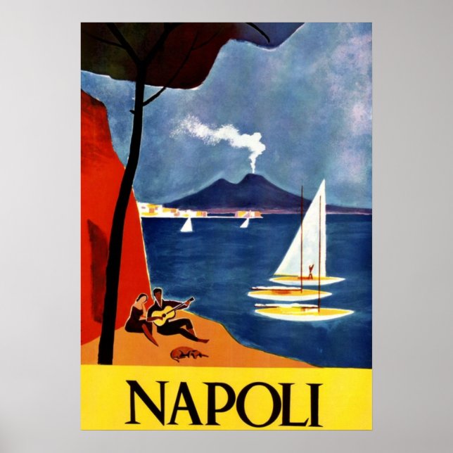 Vintage Napoli Liebe Romantik Poster (Vorne)