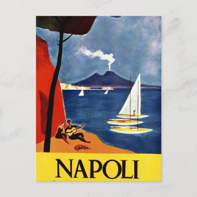 Vintage Napoli Reise-Liebe Romance Postkarte (Vorderseite)