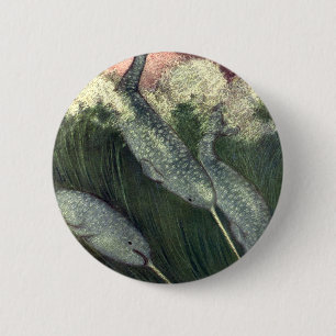 Vintage Narwhale Wale, Meerestiere Ozean Tiere Button
