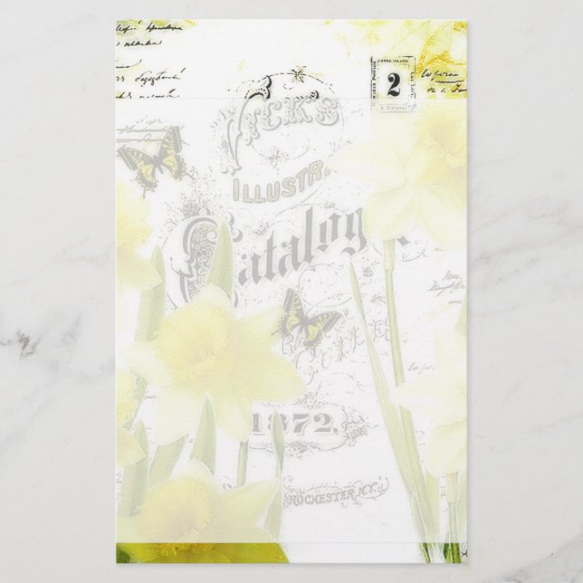 Vintage Narzissen Briefpapier (Vorderseite)