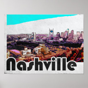 Vintage Nashville Tennessee Stadtansicht Poster