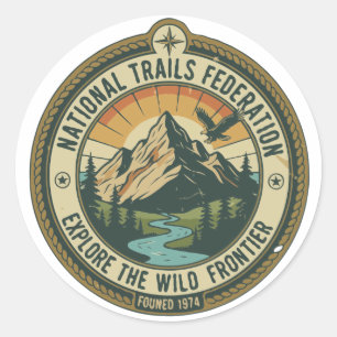 Vintage National Park Wandern & Abenteuer Emblem Runder Aufkleber