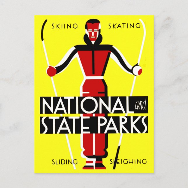 Vintage National- und Staat Parks WPA Reisen Postkarte (Vorderseite)