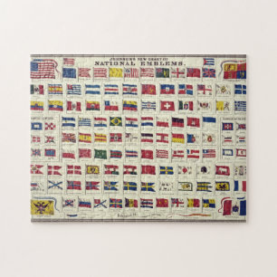 Vintage Nationalflaggenkarte - erstellt 1863