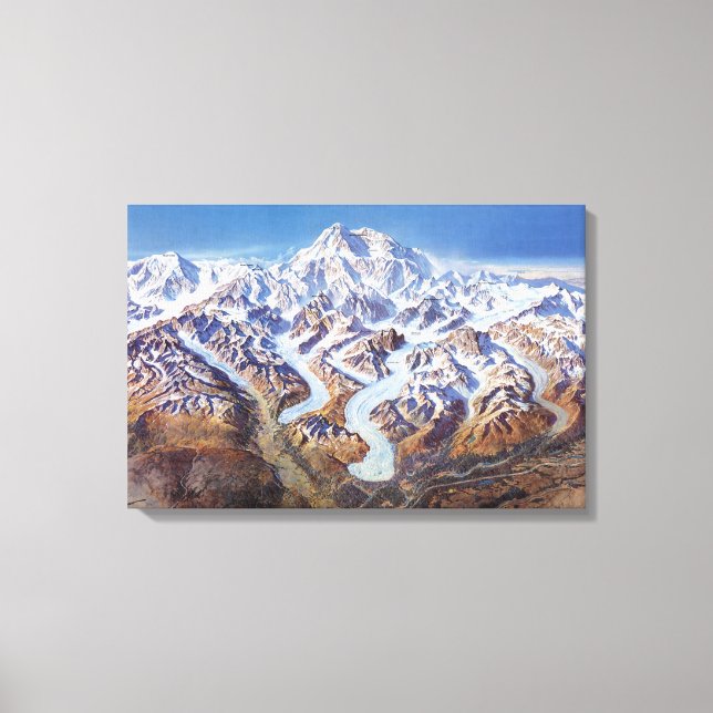 Vintage Nationalparkkarte Denali Leinwanddruck (Vorderseite)