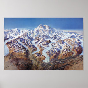 Vintage Nationalparkkarte Denali Poster