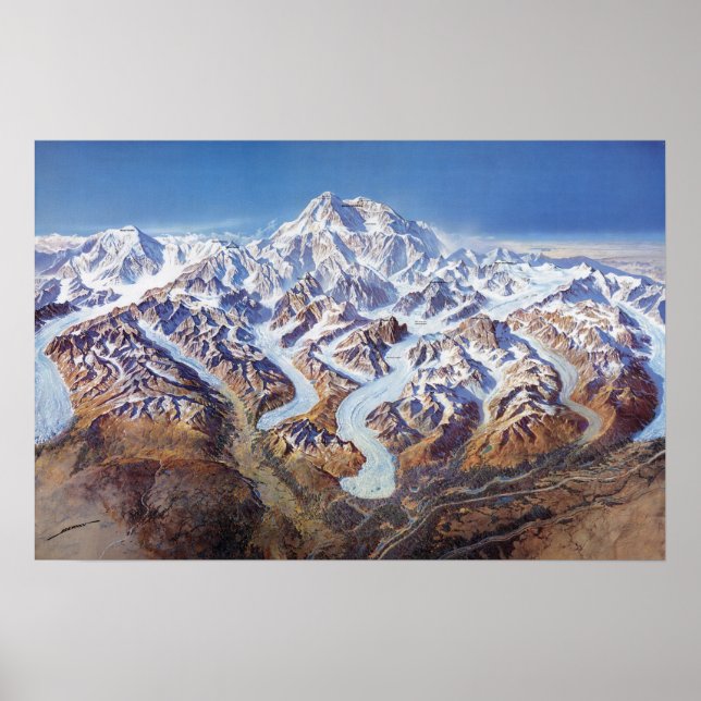 Vintage Nationalparkkarte Denali Poster (Vorne)