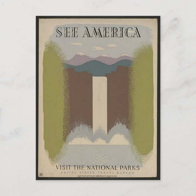 Vintage Nationalparkkarte Postkarte (Vorderseite)