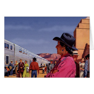 Vintage Native American Indian an einem Bahnhof