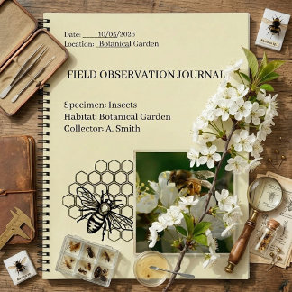 Vintage Natur- und Insekten-Feldbeobachtungsjourna Notizbuch