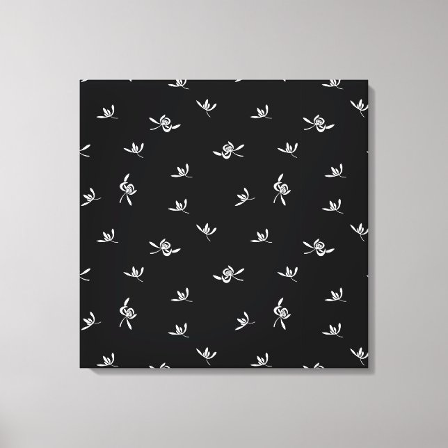 Vintage Natur Wind Schwarz-weiße Blumen Leinwanddruck (Vorderseite)