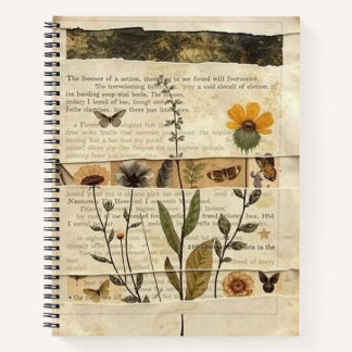 Vintage Nature Journal - Tea-Stained Mix Media