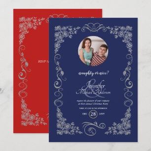 Vintage Naughty oder Nice FOTO Weihnachts-Party Einladung